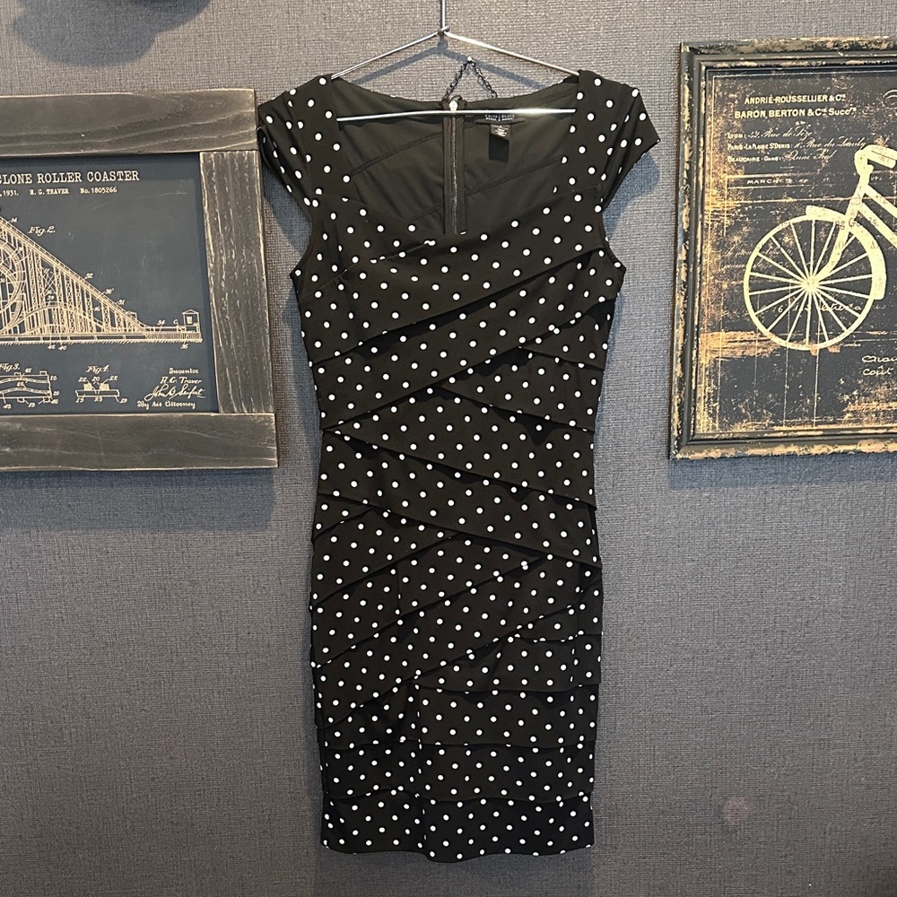 White House Black Market Black and White Polka Dot Dress